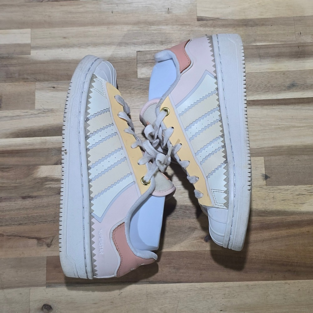 Adidas Superstar Womens Shoes Size 5 White Pink Yellow H05638 Shell Toe Sneakers - Picture 4 of 16
